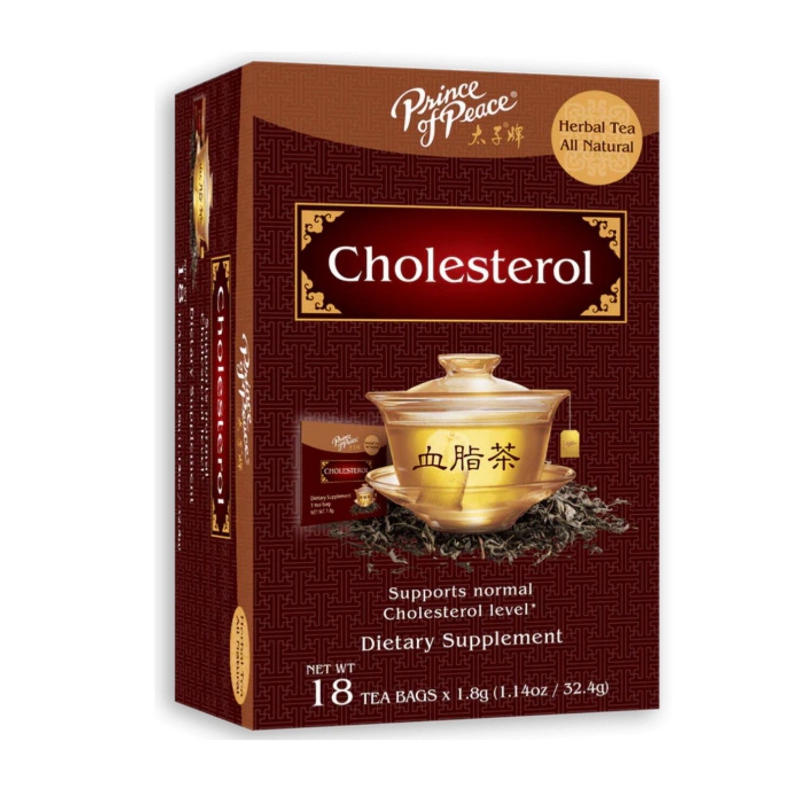 Cholesterol Tea Herbal Tea, 18 Tea Bags Each Box -(6 Boxes) Prince of Peace