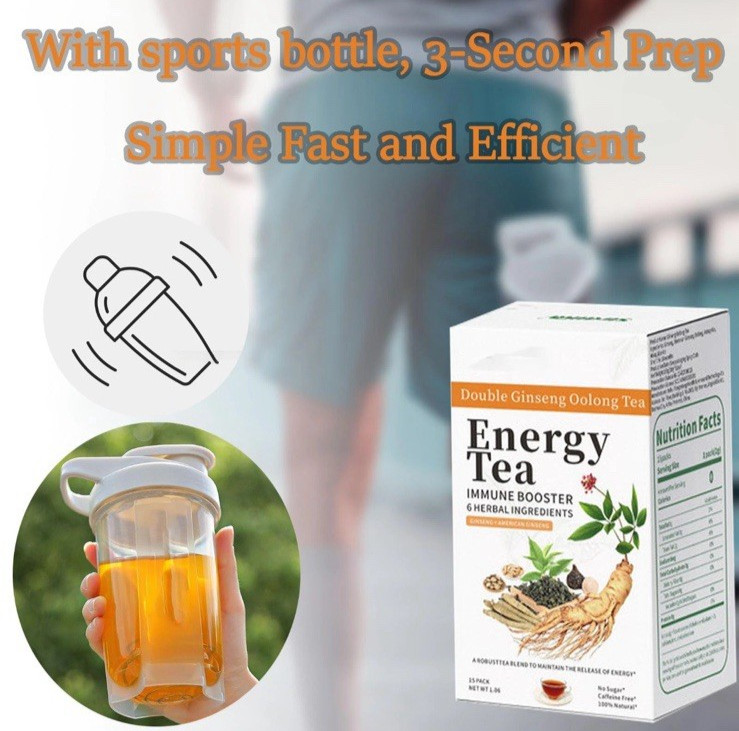 Energy Tea Immune Booster Ginseng Tea – Ginseng Oolong Tea with Sports Bottle