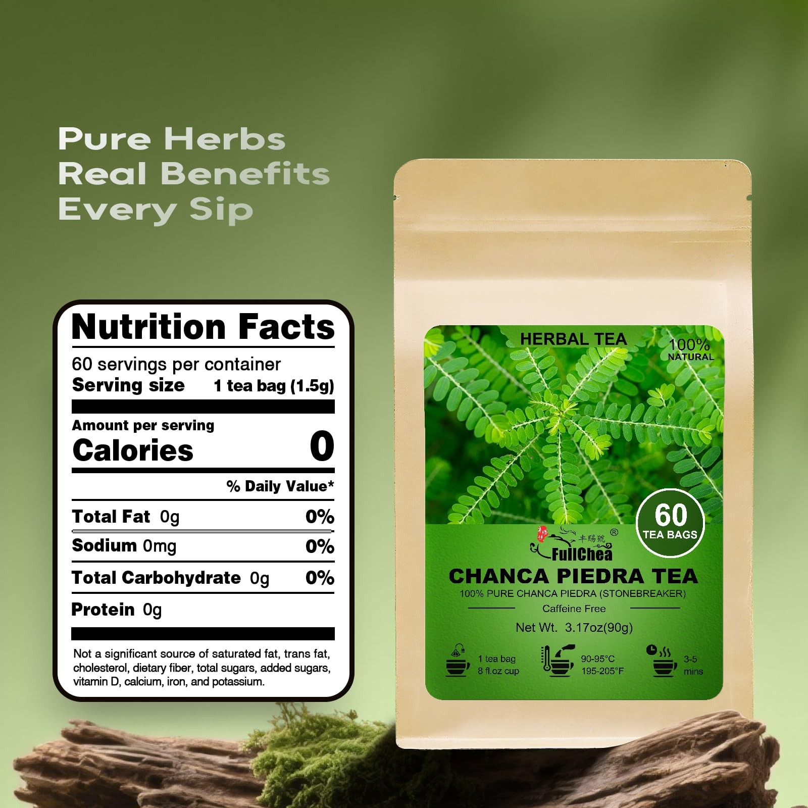 FullChea – Chanca Piedra Tea, 60 Teabags – Premium 60 Count (Pack of 1)
