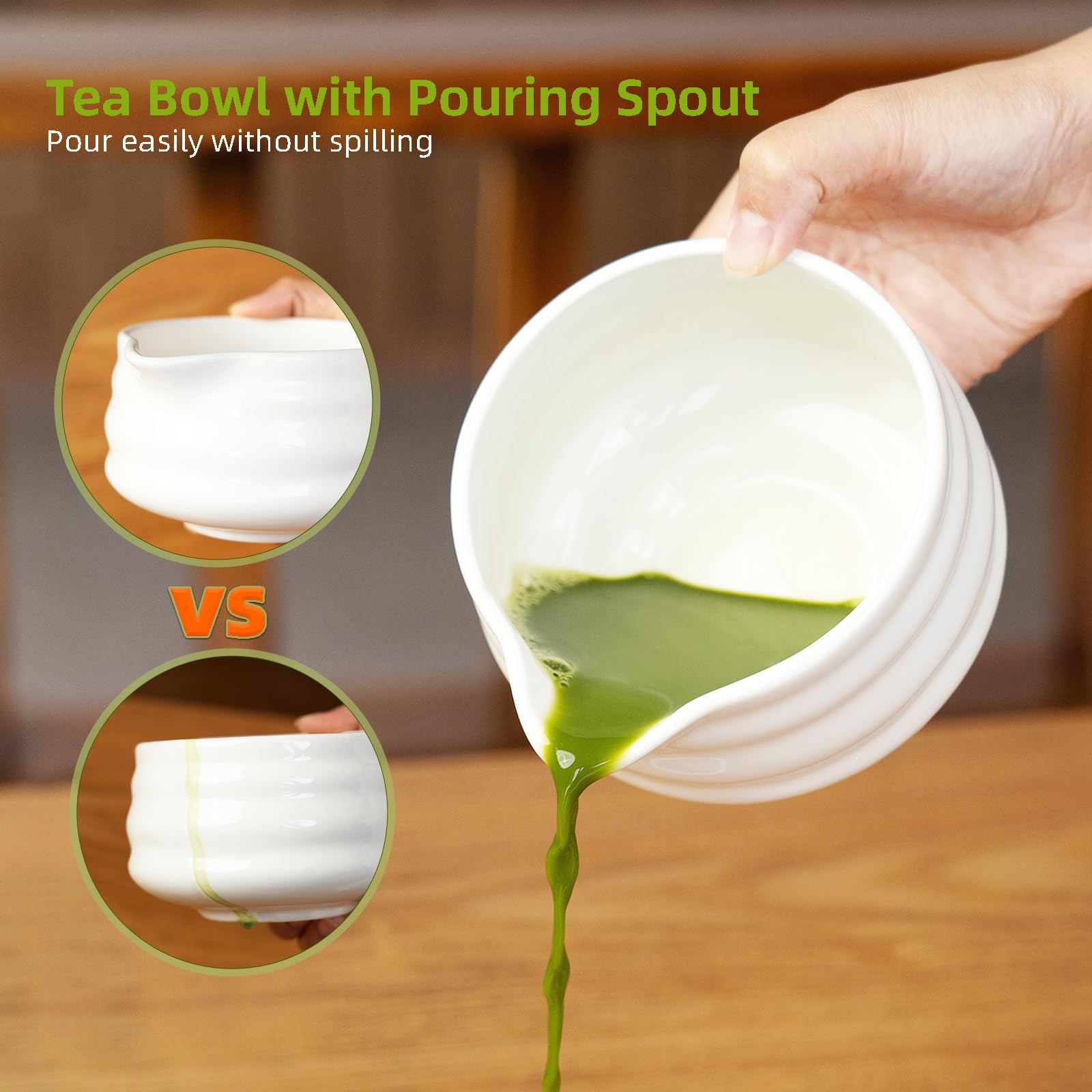 Matcha Whisk Set 7pc Ceramic Tea Kit Bowl Sifter Scoop Towel Gift