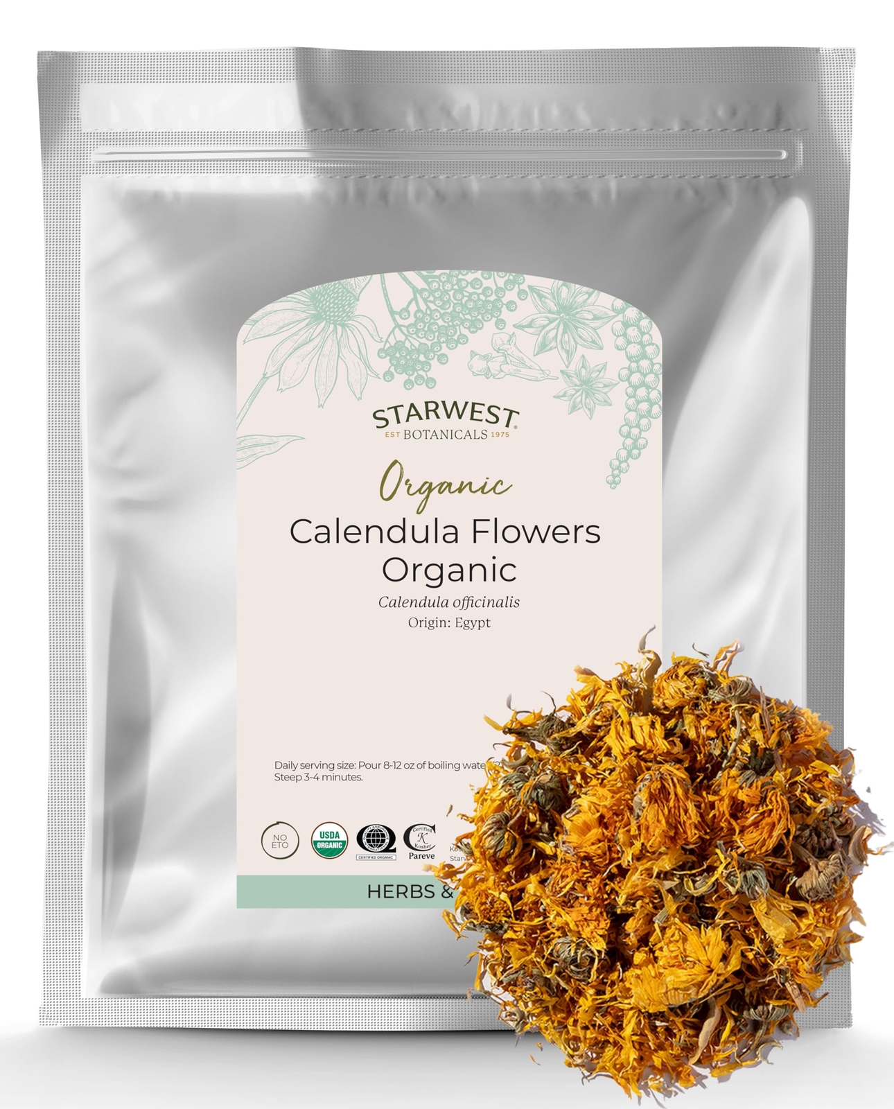 Organic Calendula Flowers 1 Pound Certified by QAI for Herbal Remedies Tea Cr…