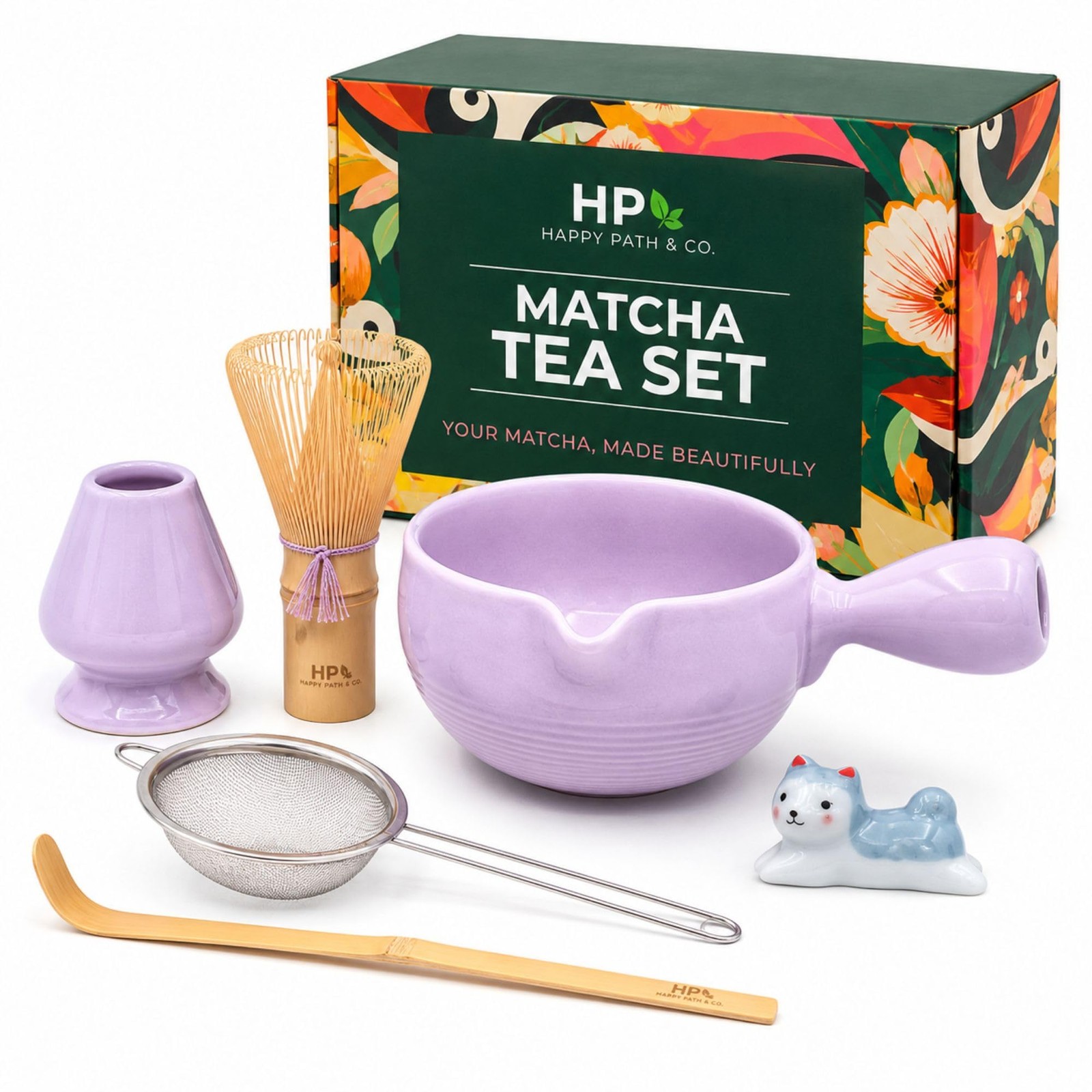 Matcha Bowl Set 12-14 oz with Handle & Spout – Complete Kit for Beginners