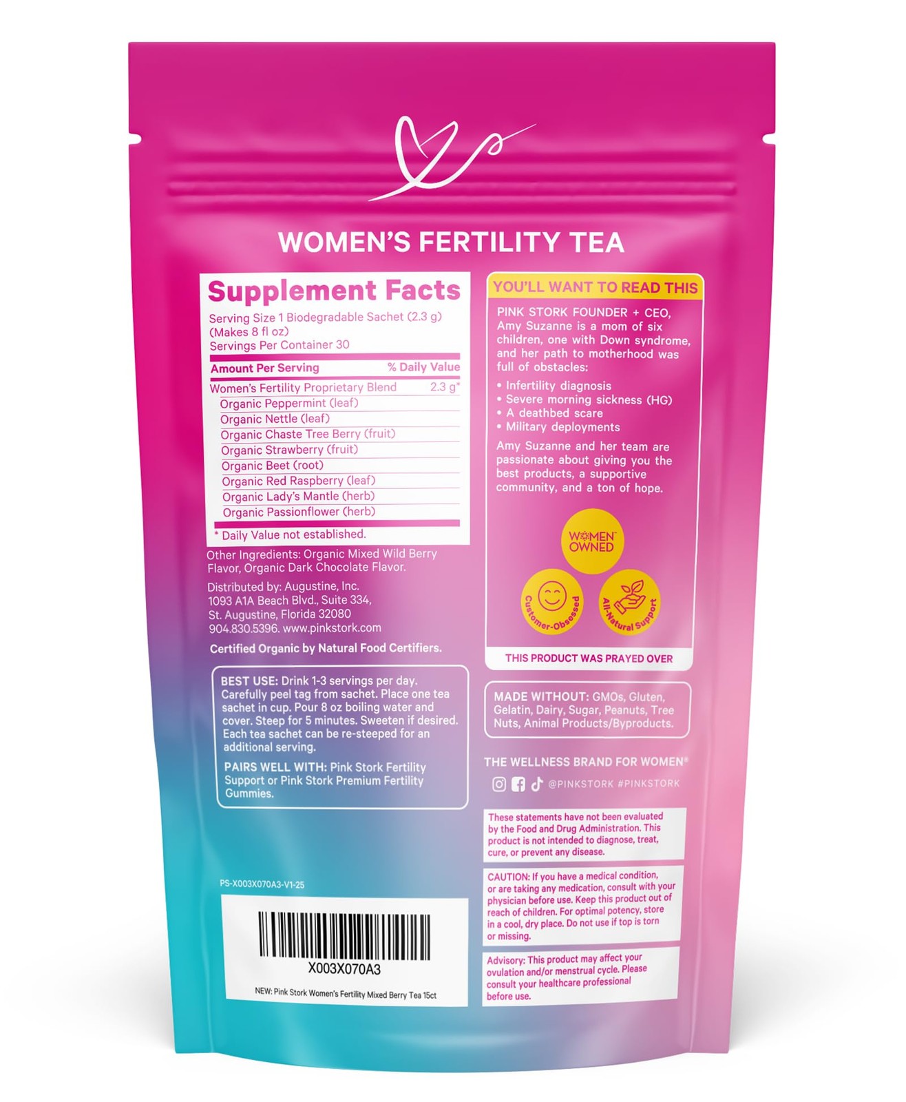 Organic Fertility Tea for Women, Mixed Berry, 15 Sachets