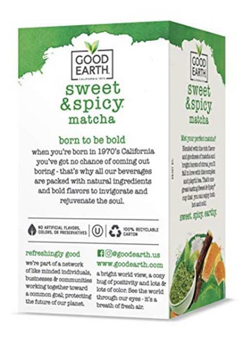 Good Earth Green Tea, Sweet and Spicy, Matcha Assorted Flavor Names , Sizes