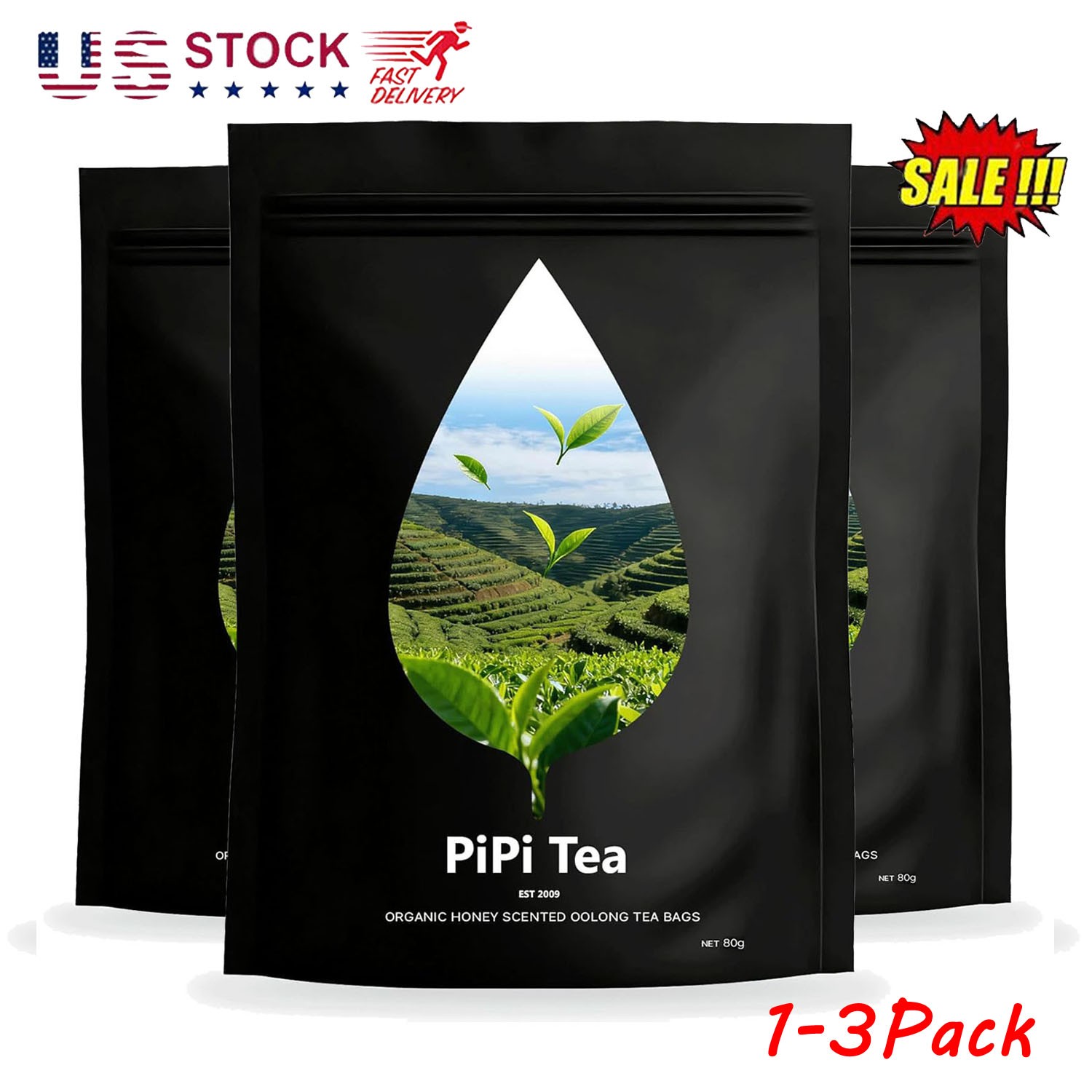 1-3PACK PiPi Tea Organic Oolong Tea Bags – Whole Leaf,20 Bags (4g Each),Cortisol