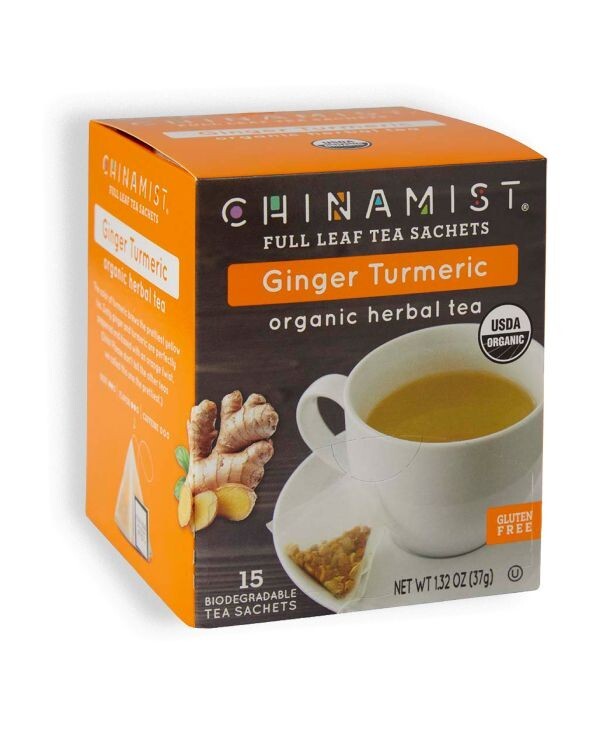 China Mist Organic Herbal Tea, Ginger Turmeric, 15 count box