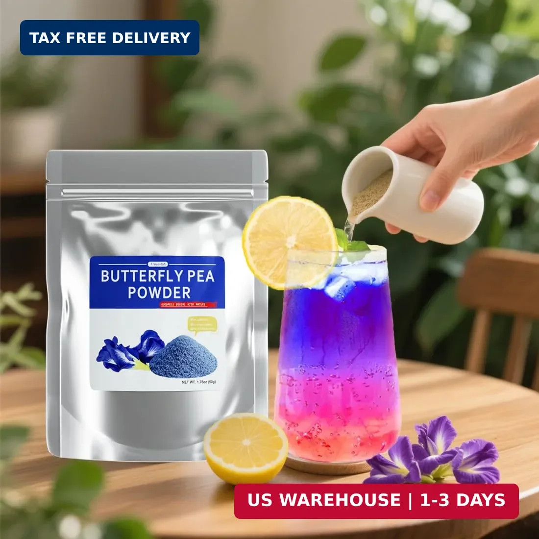 Fraunitsh Butterfly Pea Flower Powder, 1.76oz | Blue Matcha Powder | Natural Foo