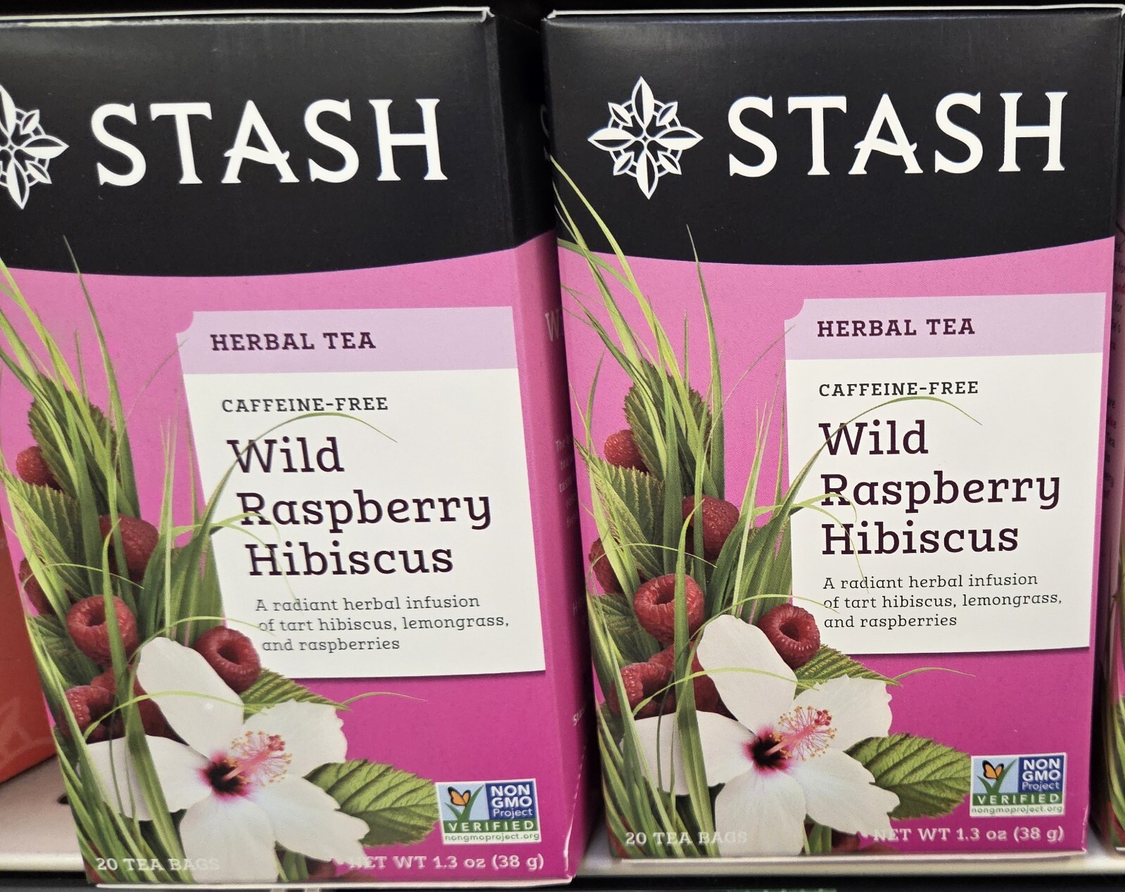 6-Pack Stash Wild Raspberry Hibiscus Caffeine Free Herbal Tea, 20 Tea Bags Each