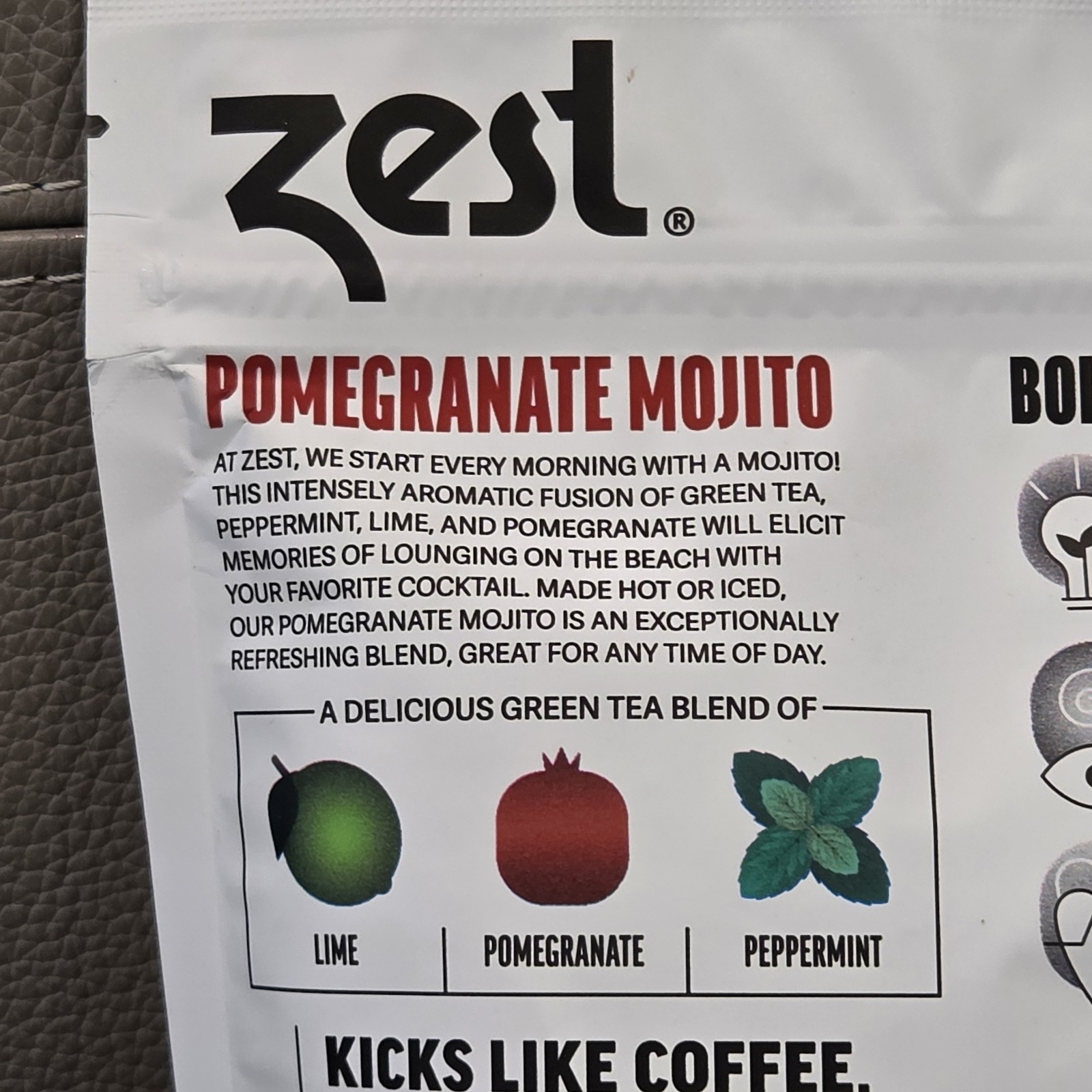 Zest Energy Green Tea Lot 2 Pomegranate Mojito Premium Loose Leaf Exp 10/15/2027