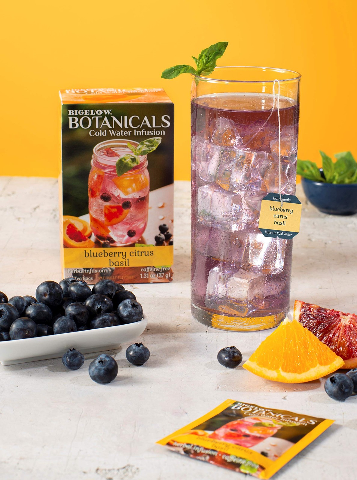 Bigelow Botanicals Cold Water Infusion Blueberry Citrus Basil Tea Bags 18 Count