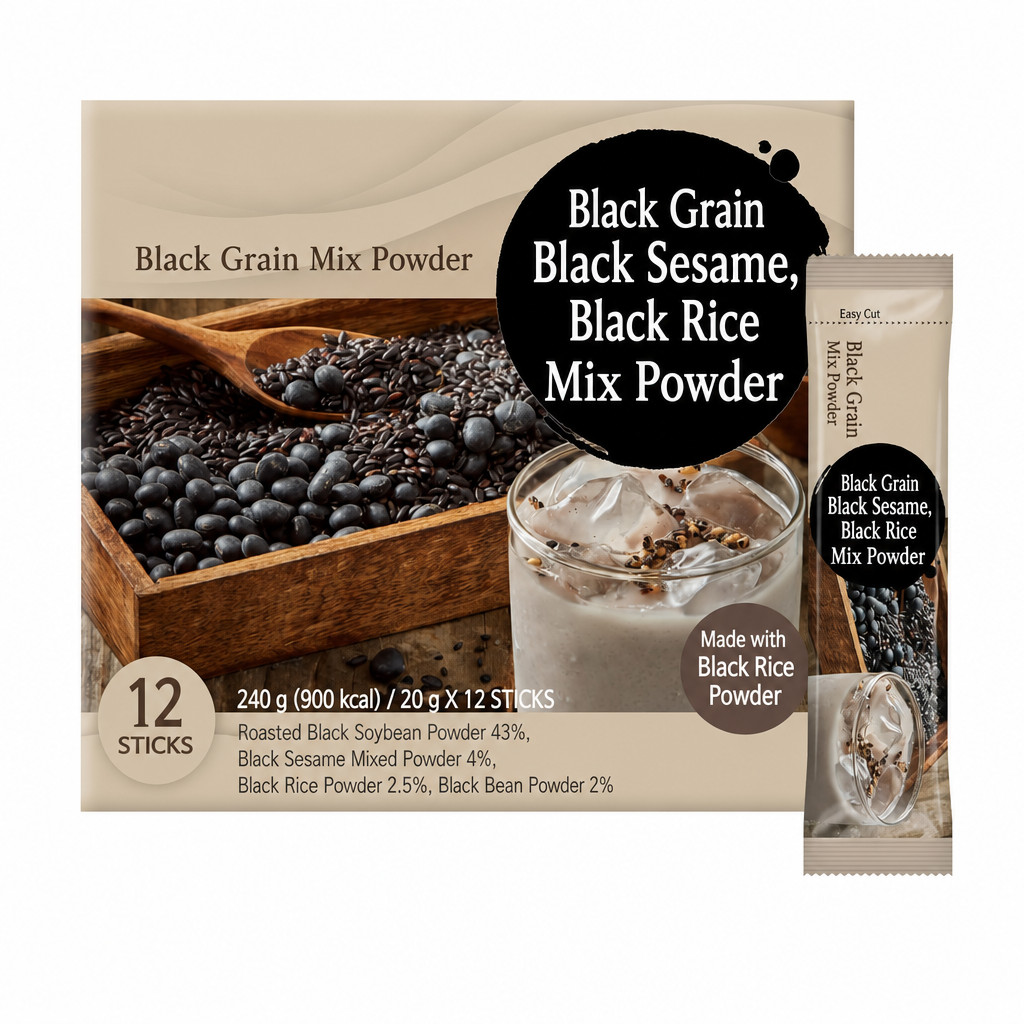 Korean Misugaru Black Grain Powder Drink Mix – Roasted Black Rice, Black Bean &