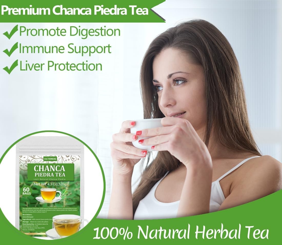 Herbal Chanca Piedra Tea – 60 Bags, Soothing Taste, 100% Pure & Natural