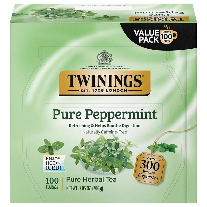 Peppermint Herbal Tea Bags Caffeine Free Refreshing Tisane 100 Count Sealed Bags
