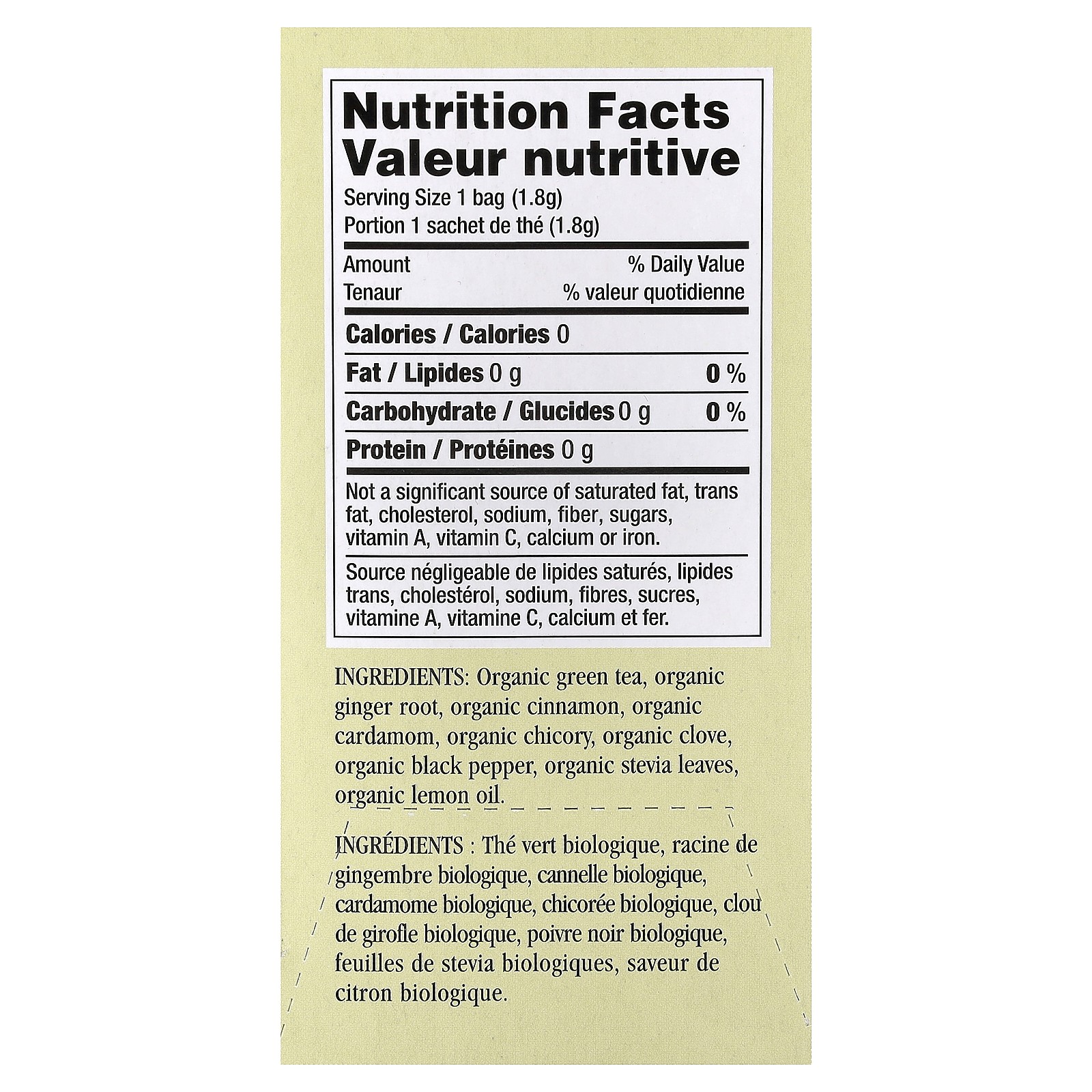 Imperial Organic, Green Tea With Lemon Chai, 18 Tea Bags, 1.14 oz (32.4 g)