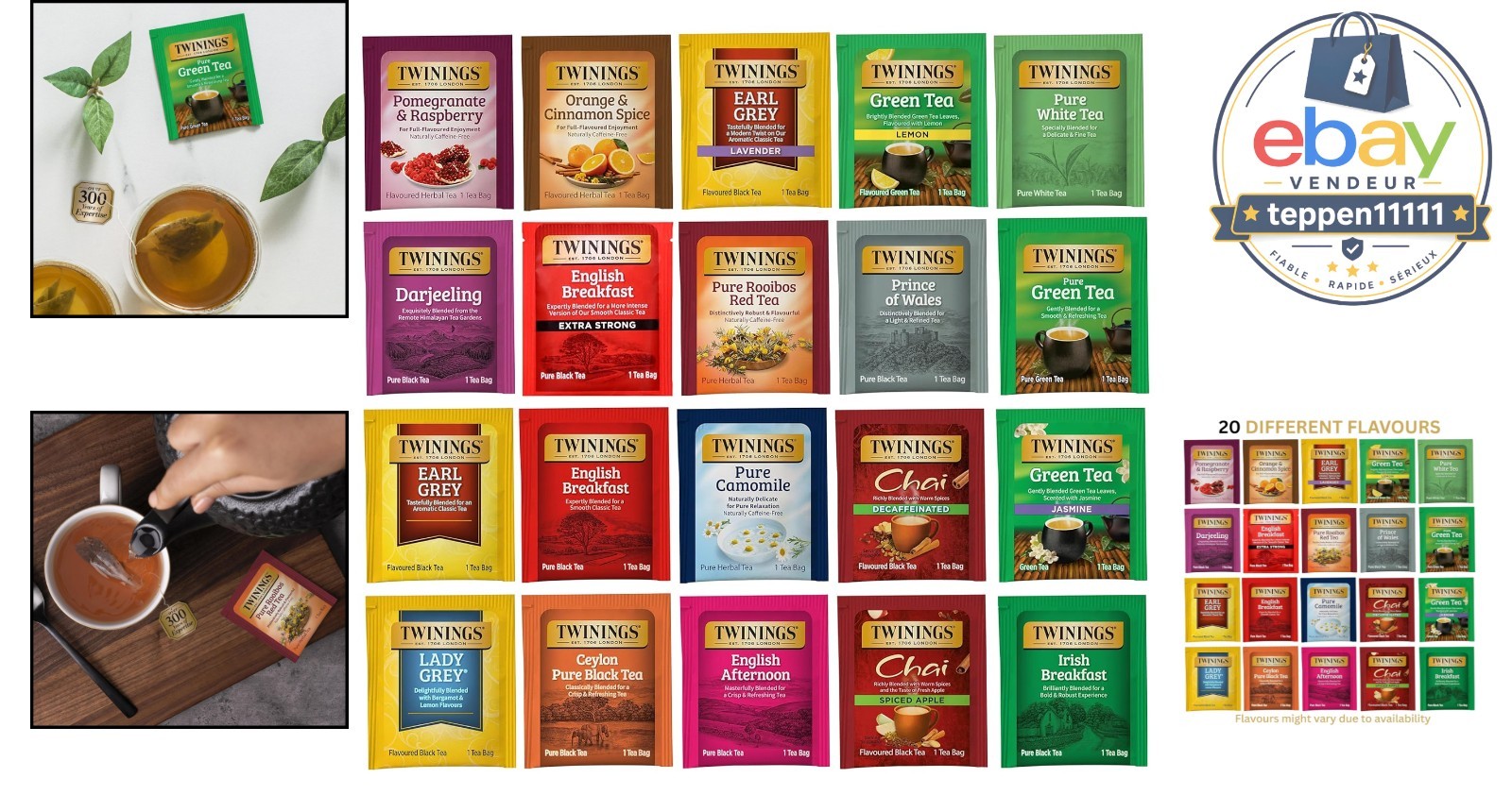Tea Bag Sampler 20 Count Assortment Variety Pack Unique Flavours