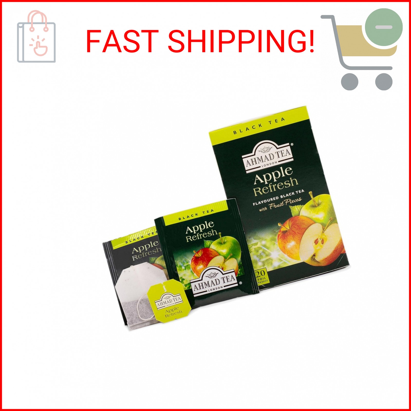 Ahmad Tea Black Tea, Apple Refresh Teabags, 20 ct (Pack of 1) – Caffeinated & Su