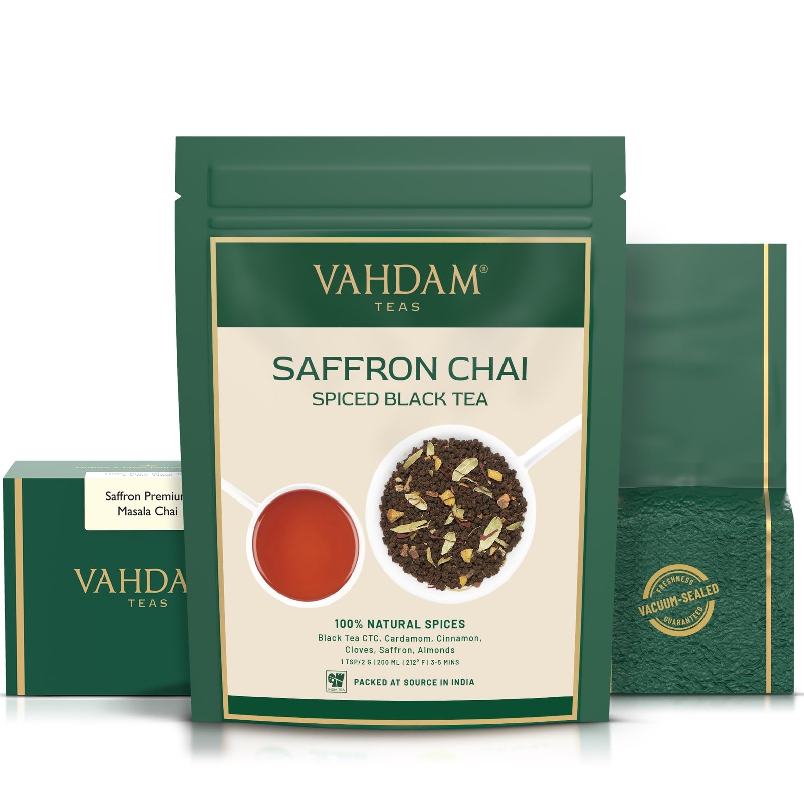 Saffron Spiced Chai Loose Leaf 50 Cups 100g | Black Tea with Cardamom Cinnamo…