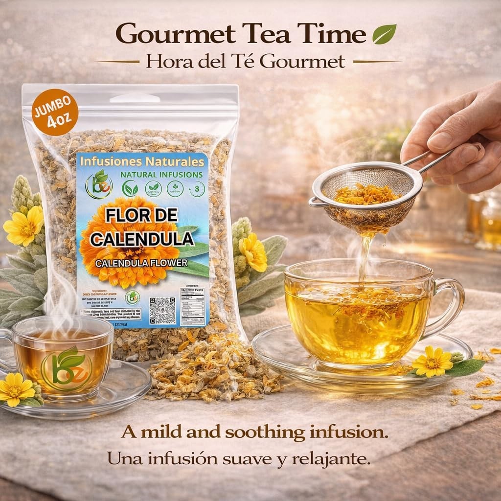 Calendula Herbal Tea – 4 oz (113 g) – Dried Marigold Flower Petals Flores