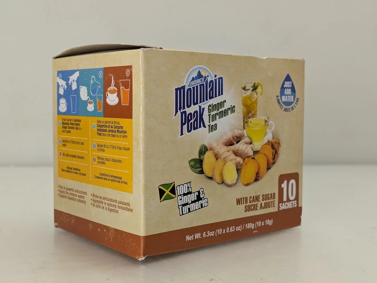Jamaica Mountain Peak Ginger Turmeric Tea Keto Gluten-Free 20 Sachets Total