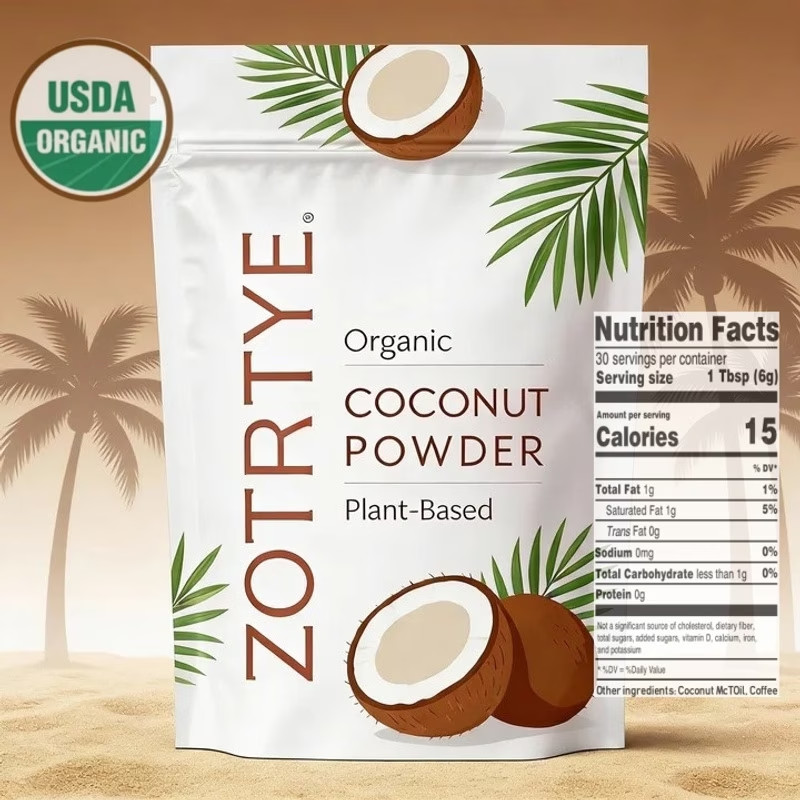 Natural High-Quality 6.35 oz Rich Organic Coconut Milk Powder for Creamy Coffee