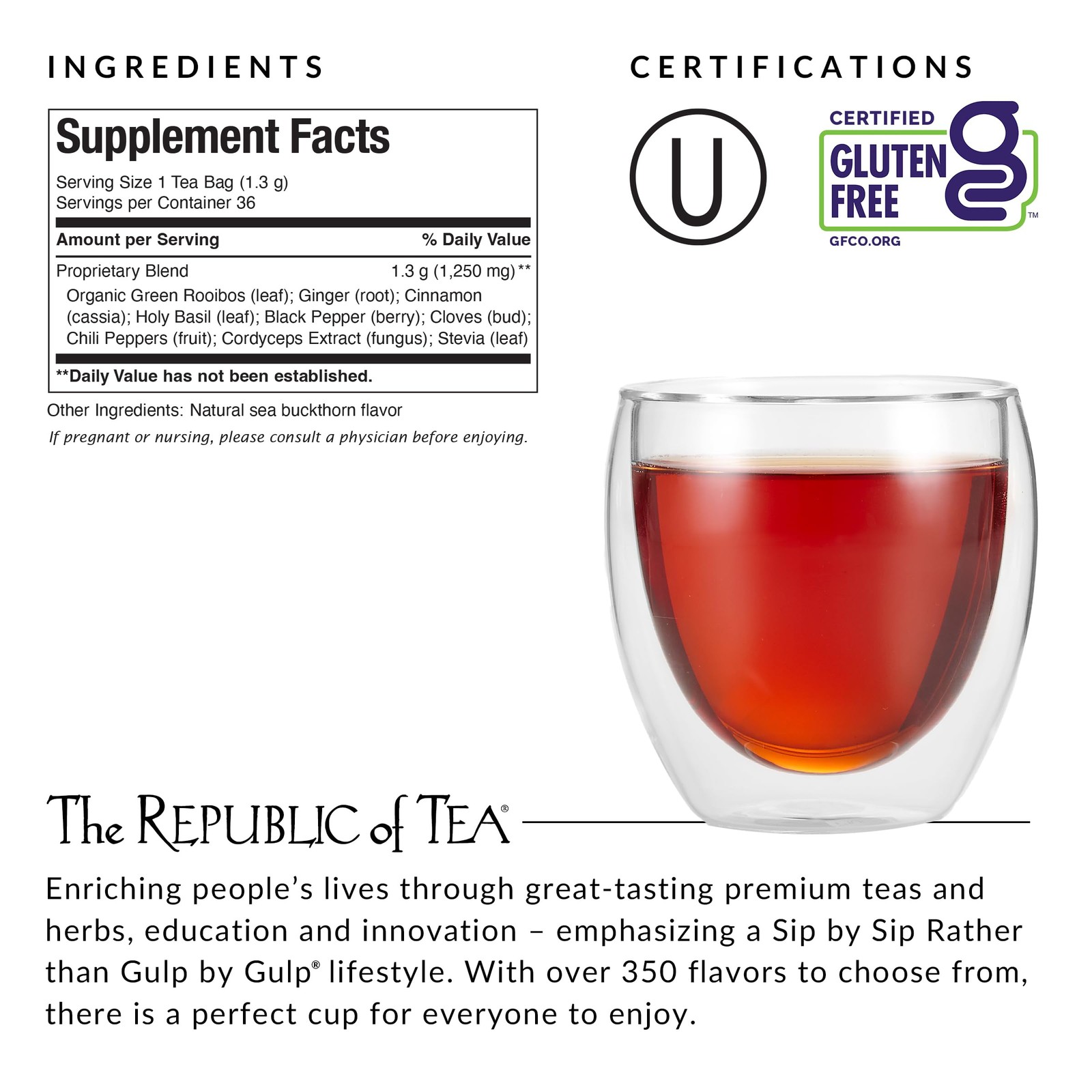 The Republic of Tea Get Burning Herb Tea for Metabolism, 36 Tea Bags