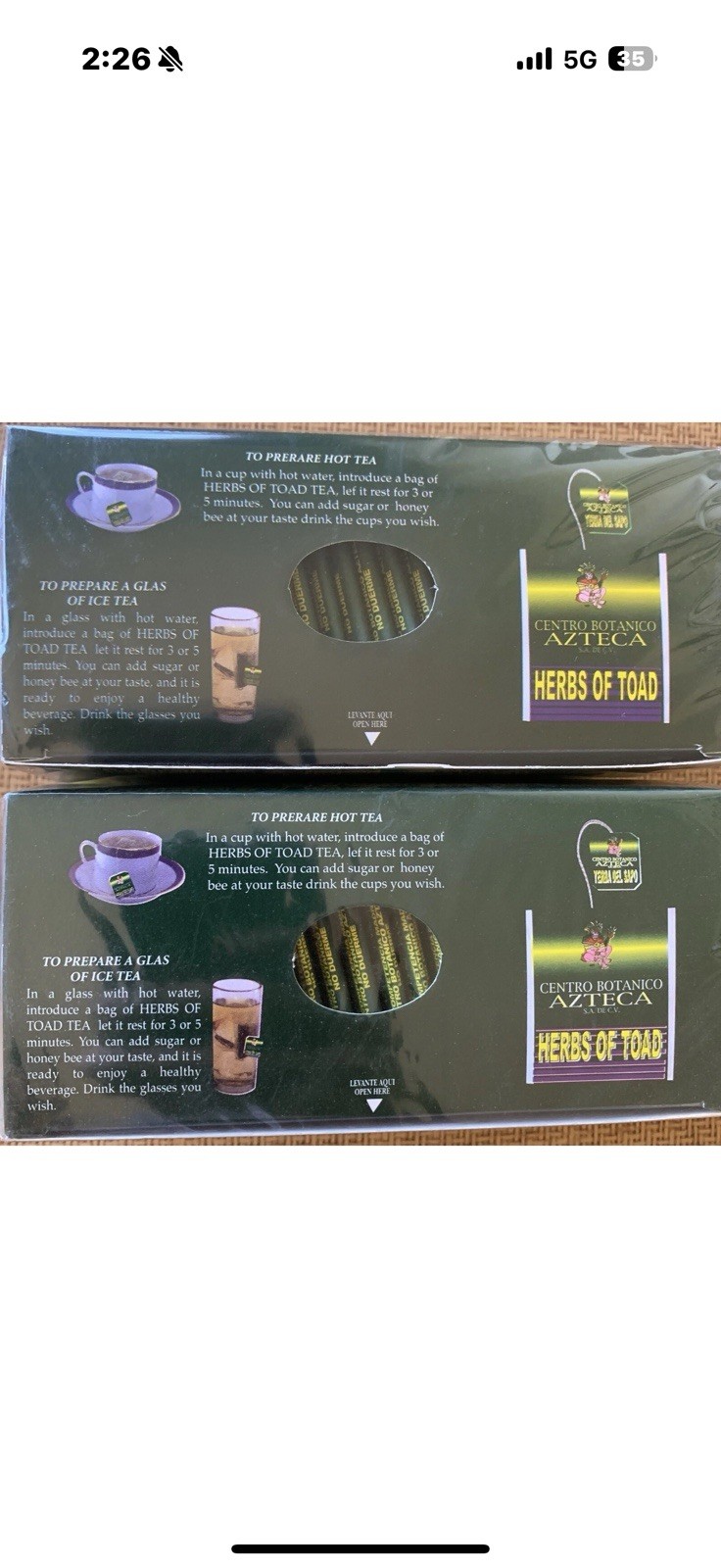 Hierba Del Sapo Tea Bags 50 Tea Bags Natural
