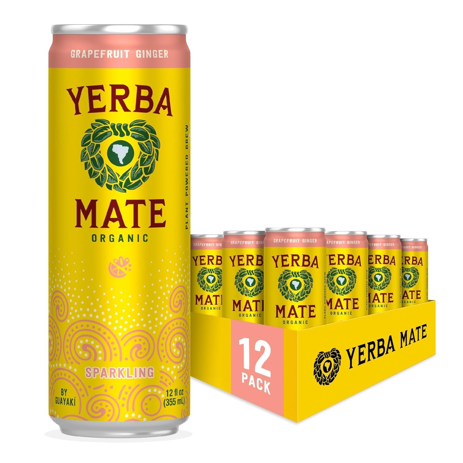 Guayaki Yerba Mate, Sparkling Clean Energy Drink Alternative 12ounce Pack of 12