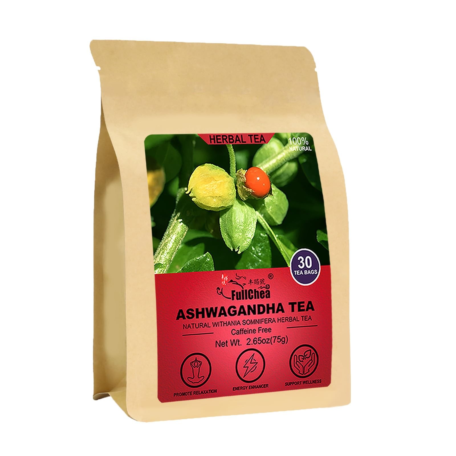 FullChea – Ashwagandha Tea, 2.5g X 30 Count – Sourced 30 (Pack of 1)