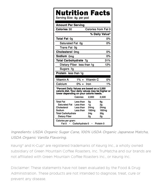 USDA Organic Vanilla Japanese Matcha Blend K-Cups 12 Count
