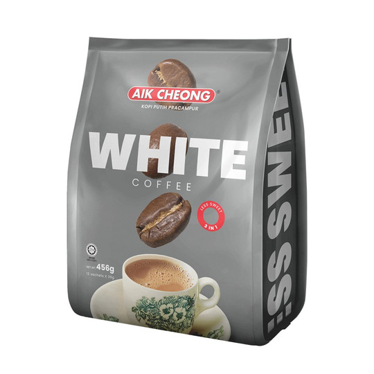 2 PACKS AIK CHEONG 3 IN 1 WHITE COFFEE LESS SWEET (38g x 12s) EXPRESS SHIPPING
