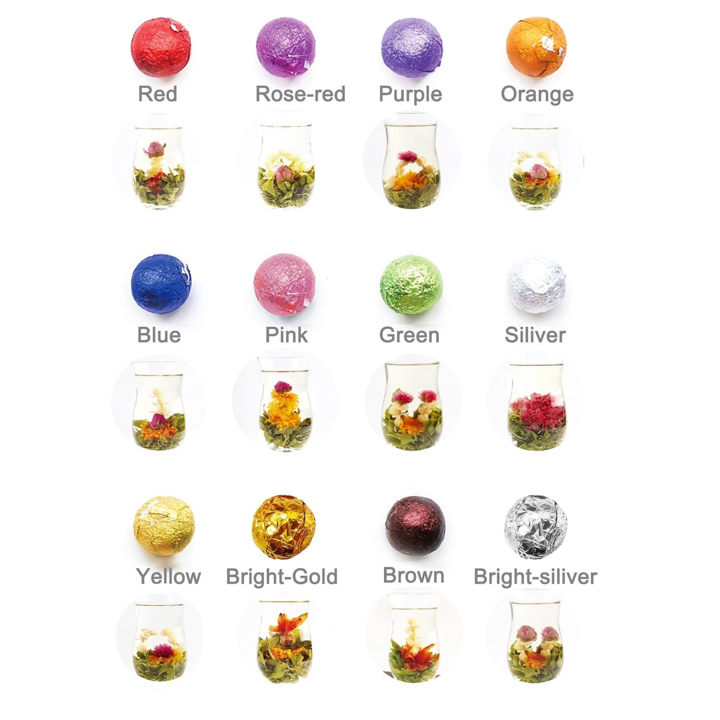 12 Assorted Blooming Flower Tea Balls Gift Set for Christmas| Handmade Herbal…