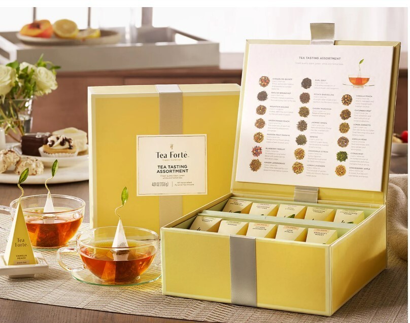 Tea Forté, Large “Tasting Assortment” Tea Chest Gift Box of 40 Gourmet Teas