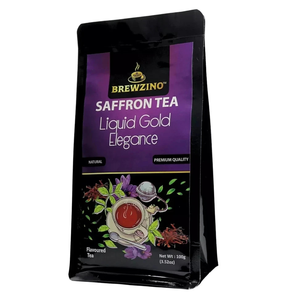 BREWZINO, Saffron Flavored Black Tea 100g Free Shipping World Wide