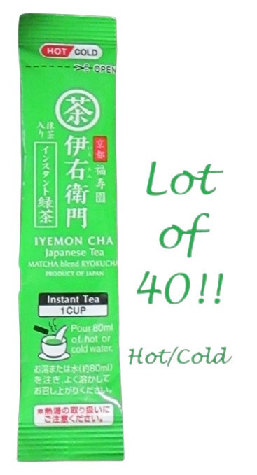 40 – Instant Green Japanese Tea w/Matcha blend Ryokucha Hot/Cold Singles Packet
