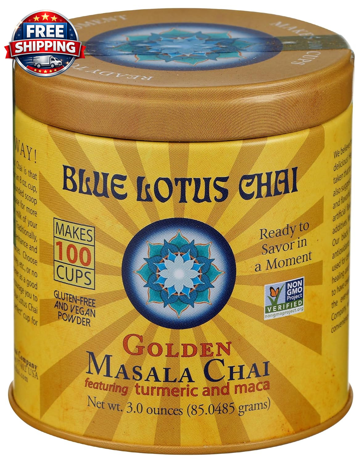 – Golden Masala Flavor Chai – Makes 100 Cups – 3 Ounce Masala S