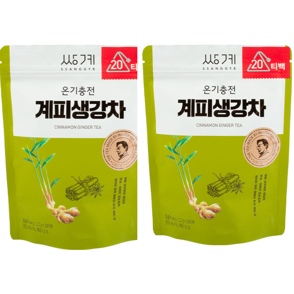Ssanggye Cinnamon Ginger Tea 2 Packs (40 Tea Bags) Premium Korean Herbal Tea Mix