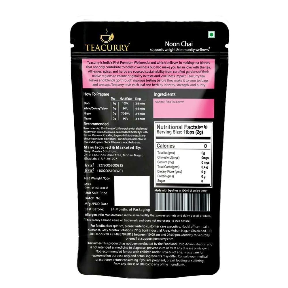 TEACURRY Noon Chai (Kashmiri Pink Tea) – Premium Kashmiri Leaf Tea | 50g