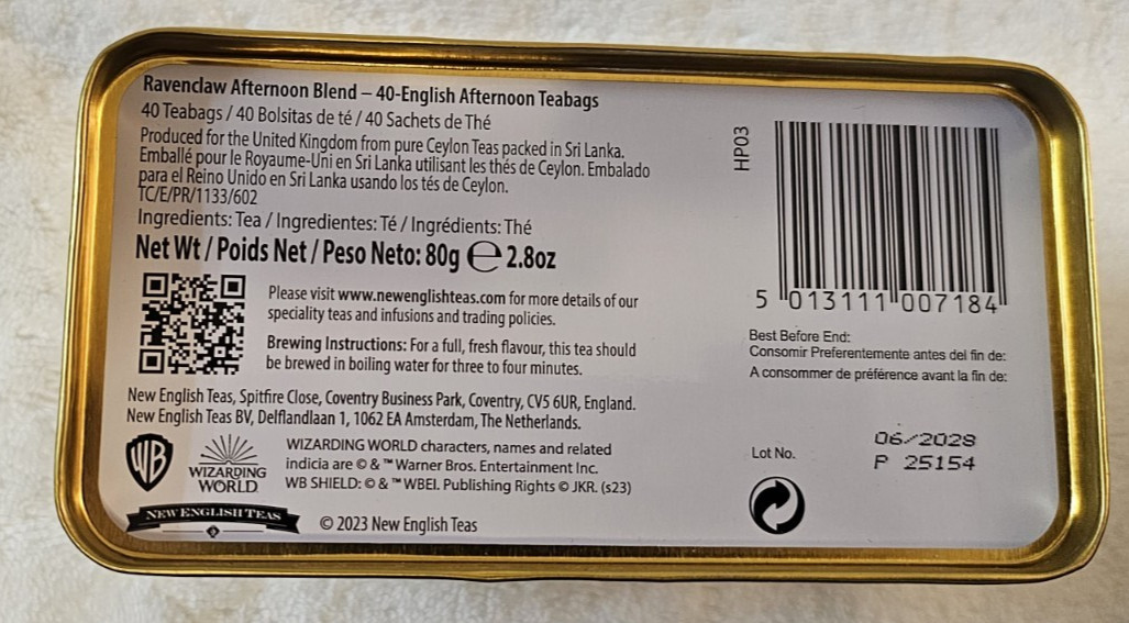 Harry Potter Tins of 40 Breakfast Blend Teabags Each-Full SET NEW Sealed