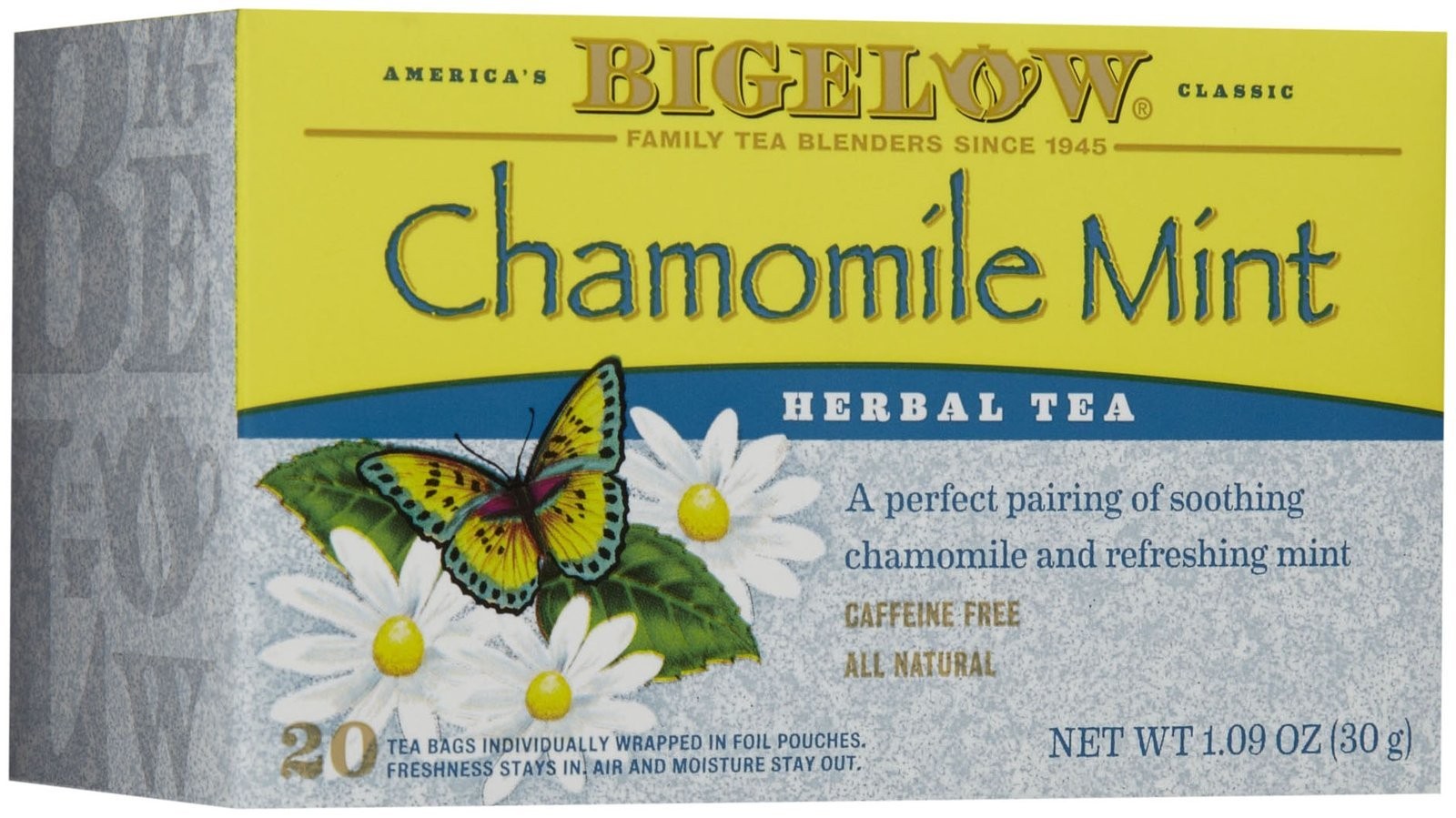 Bigelow Chamomile Mint Herbal Tea 20 Bags Caffeine Meter 1.09oz Pack