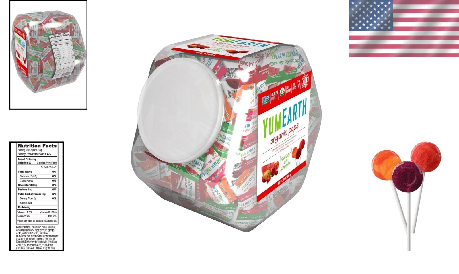 Organic Lollipops Variety Pack 125 Count