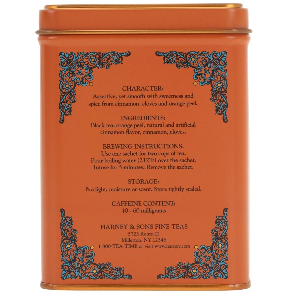 Hot Cinnamon Sunset Black Tea with Orange and Cloves 20 Sachets Tin