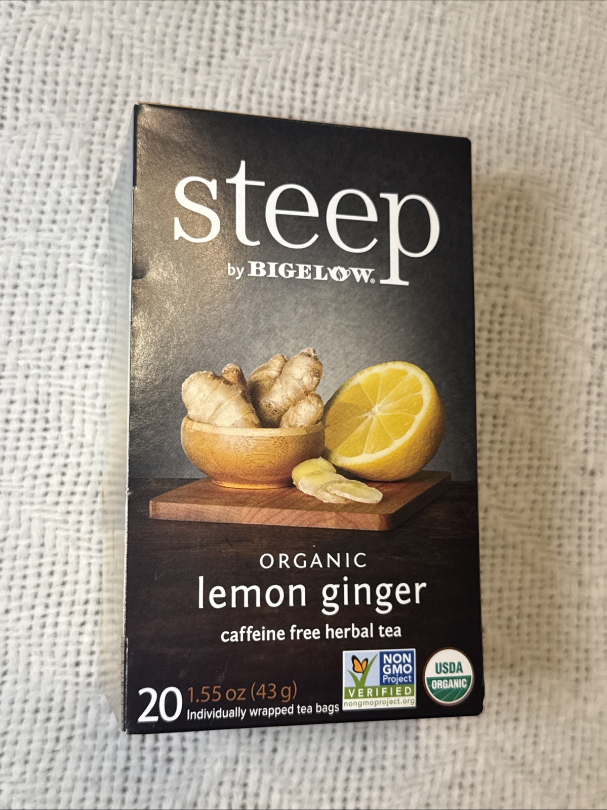 (2) Steep by Bigelow USDA Organic Non-GMO Lemon Ginger Herbal Tea Bags 40 Count