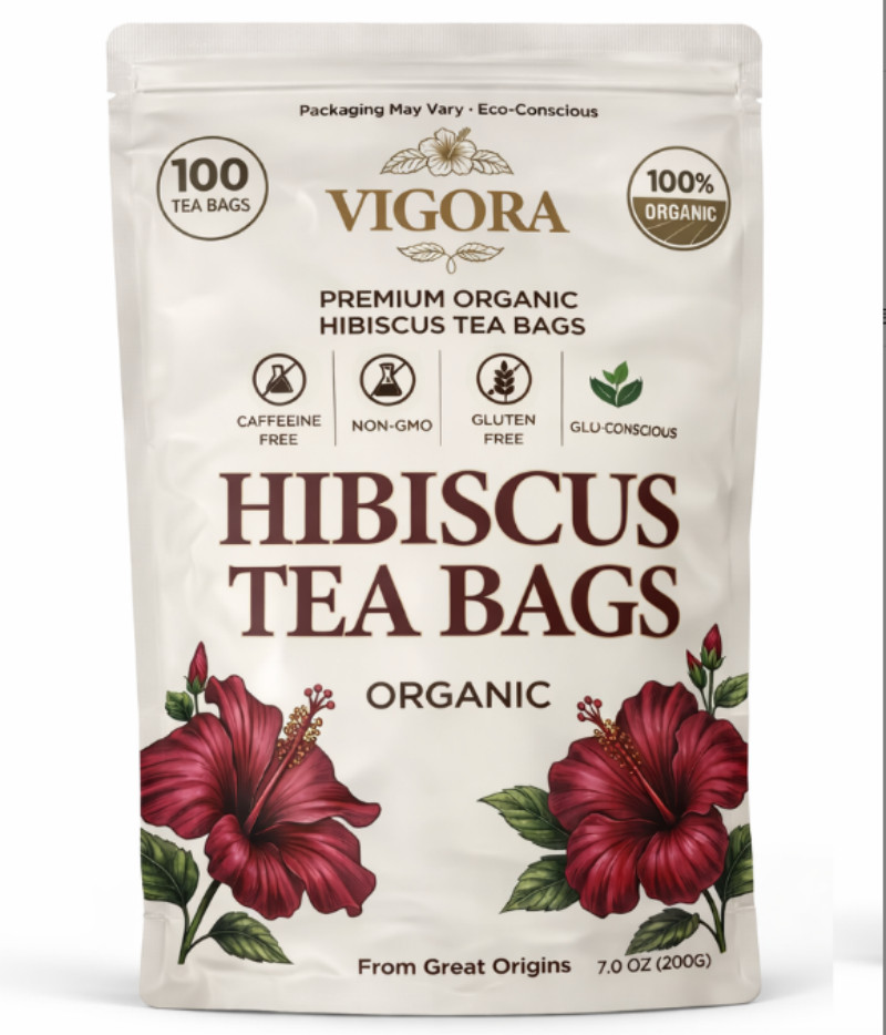 Hibiscus Tea Bags 100 Count – 100% Pure Natural Dried Hibiscus Flowers No Sugar