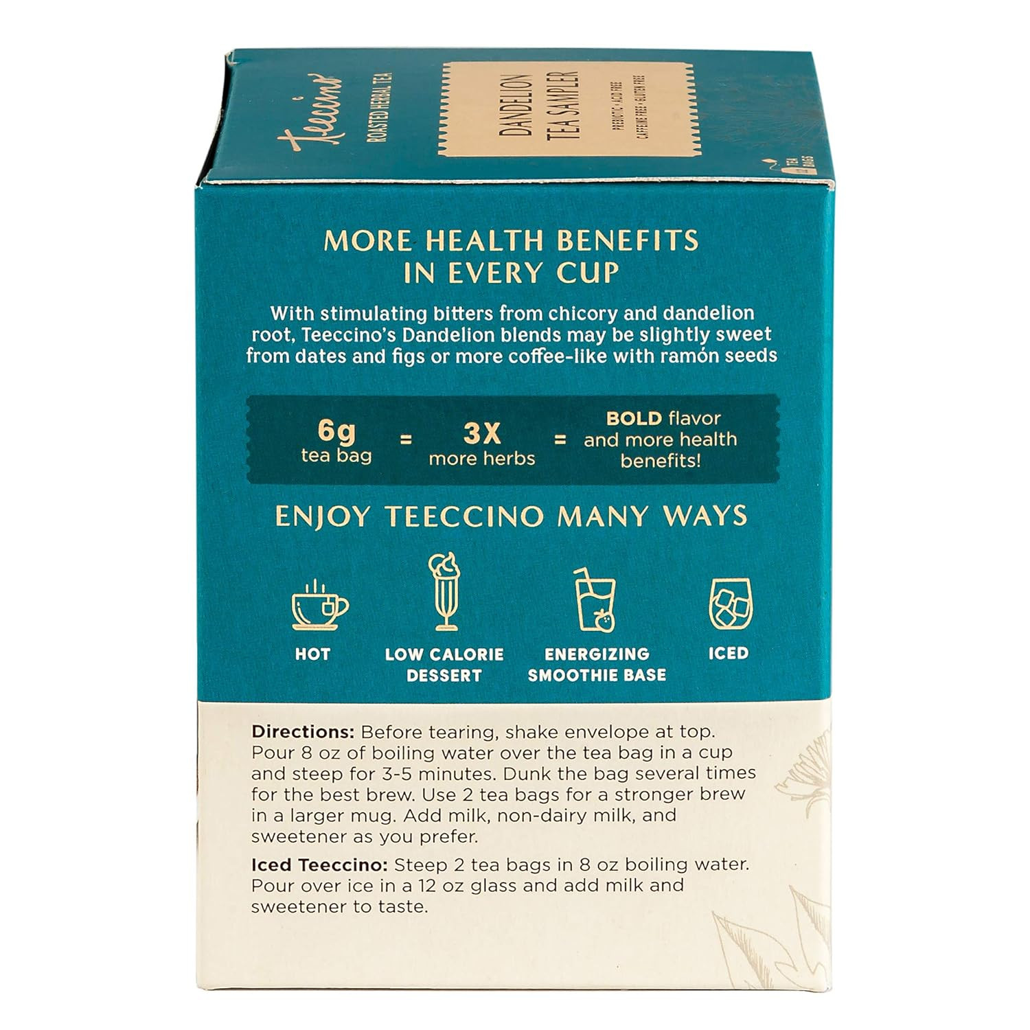 Dandelion Tea Sampler, 12 Tea Bags