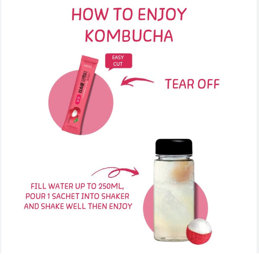 Lychee Garden Kombucha Korea Tea Powder 5g x 20 Sachets