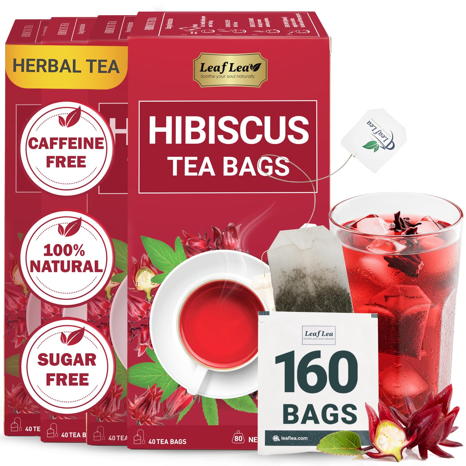 Hibiscus Tea Bags – 160 Count, Individually Wrapped, 100% Natural Hibiscus Fl…