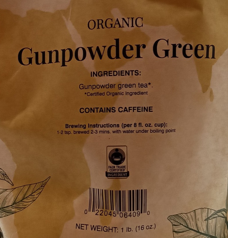 Organic Gunpowder Green Loose Leaf Tea – 16 Ounce Bag