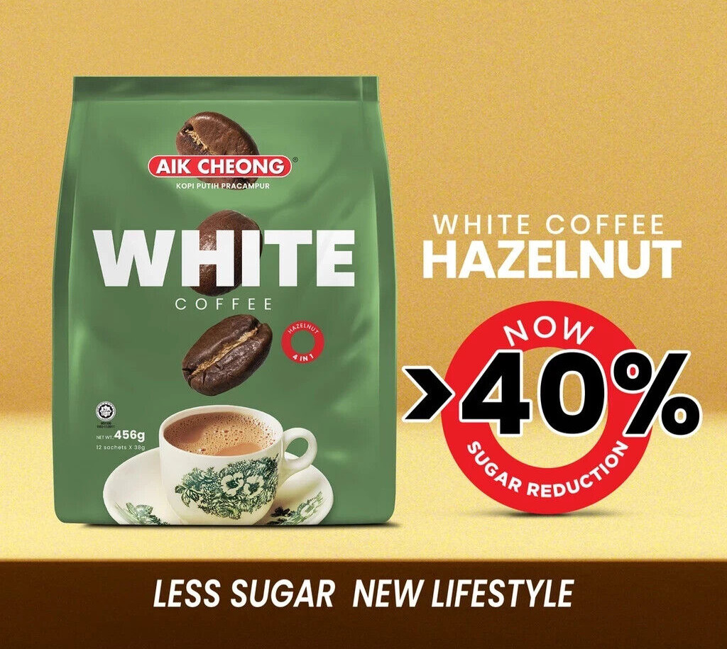 AIK CHEONG 3 IN 1 WHITE COFFEE HAZELNUT (38g x 12s) MALAYSIA PRODUCT