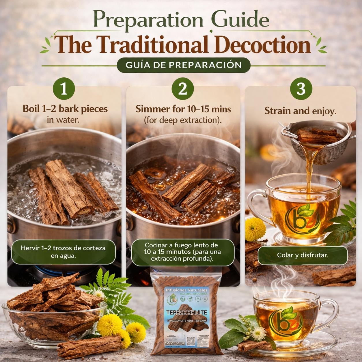 Tepezcohuite Herbal Tea – 4 oz Loose Bark – 100% Natural Wildcrafted Infusion –