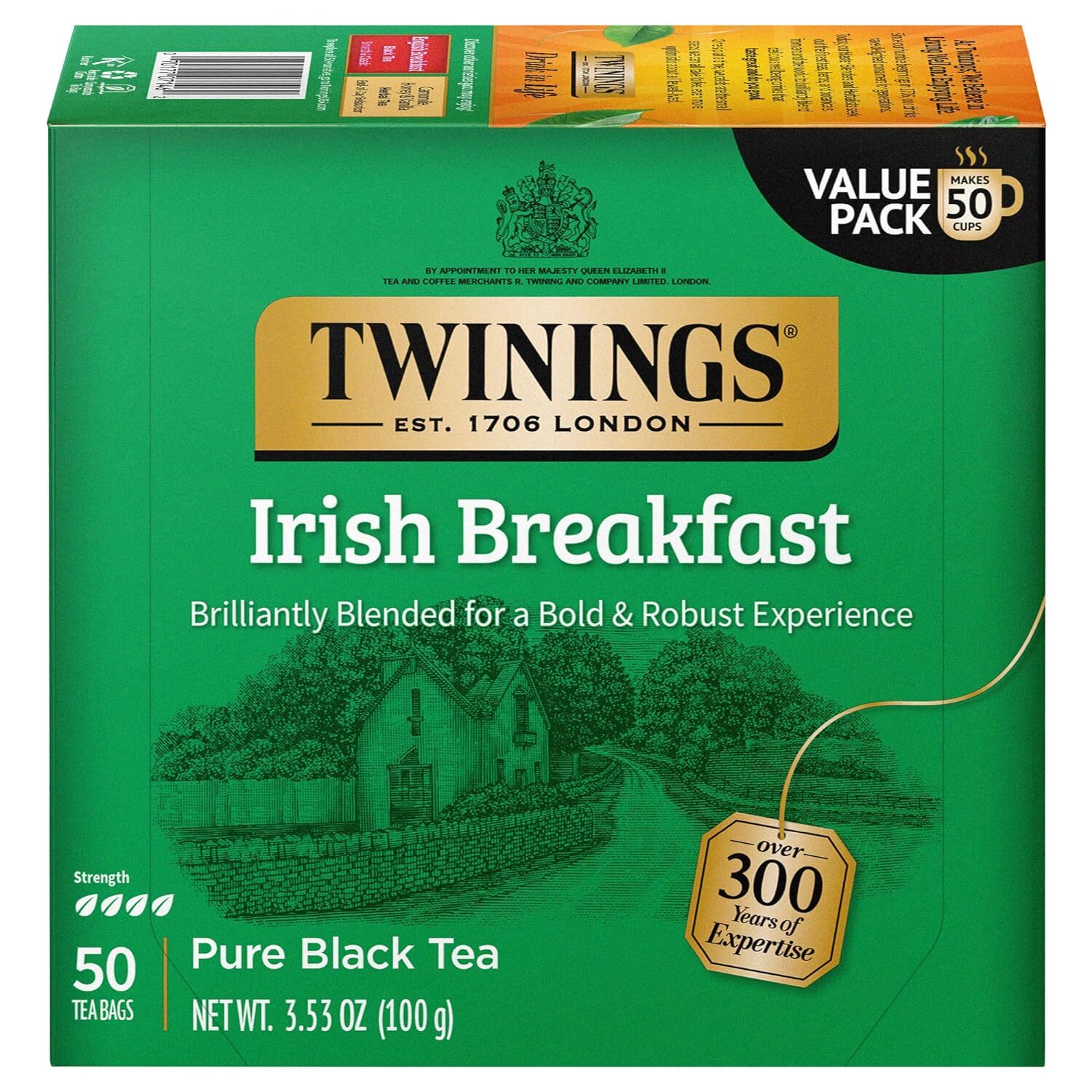 Twinings IRISH BREAKFAST Black Tea Bags – 50 count